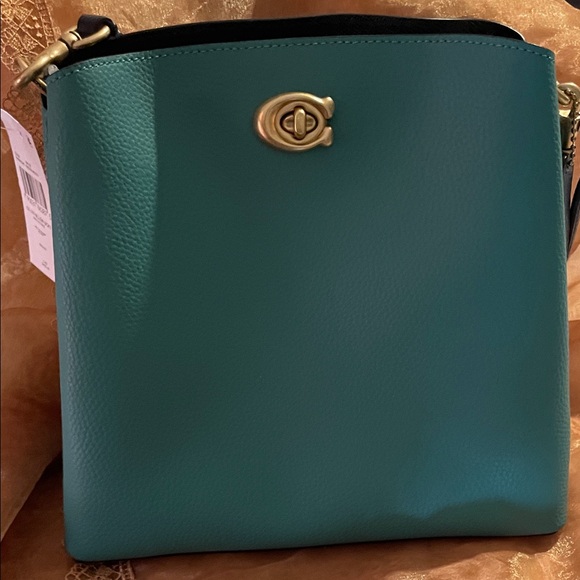 Coach Teal willow bucket Bag with Gold Accents - Picture 1 of 16
